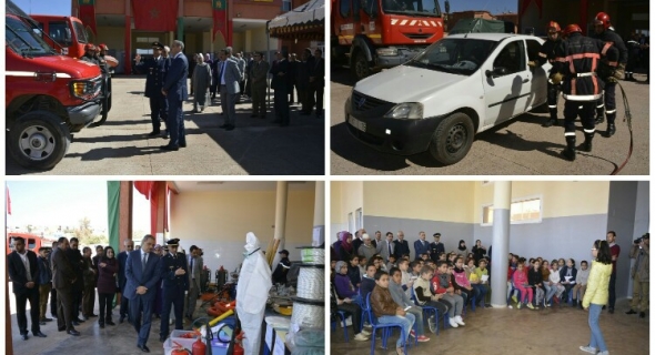 عامل إقليم أزيلال و الوفد المرافق له يشاركون الوقاية المدنية احتفالاتها باليوم العالمي للقطاع