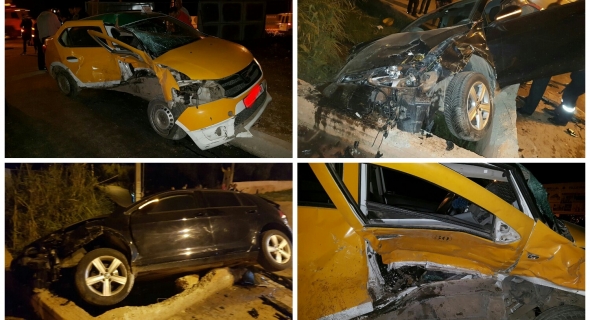 صور الحادثة المميتة التي ذهب ضحيتها سائق طكسي صغير ببني ملال ونقل مصابين للمستعجلات وصدمة في صفوف المهنيين