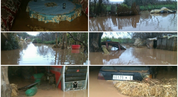 بالصور… الفيضانات تغرق منازل بالقراقب وتكبدهم خسائر فادحة والساكنة تناشد المسؤولين للتدخل