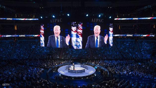 US Republican presidential hopeful Donald Trump addresses the American Israel Public Affairs Committee (AIPAC) 2016 Policy Conference at the Verizon Center in Washington, DC, March 21, 2016. / AFP / SAUL LOEB (Photo credit should read SAUL LOEB/AFP/Getty Images)