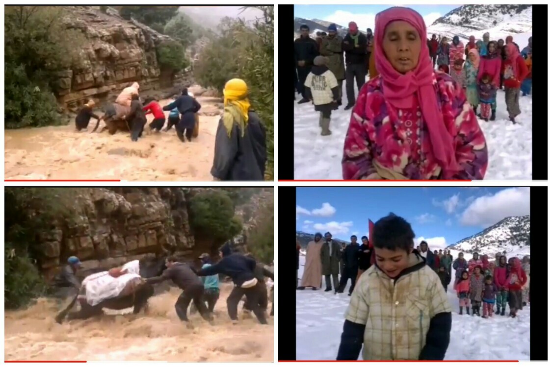 دوك فلوس سهرات راس لعام هافين خاصهم يتخسرو…فيديو صادم لمغامرات ساكنة المغرب العميق بجبال بني ملال مع السيول والثلوج ونداءات مؤثرة