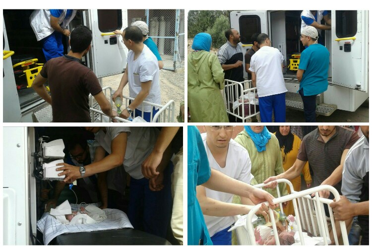 نقل مولود حديث الولادة يعاني من ضيق التنفس من أزيلال إلى المركز الاستشفائي الجامعي بمراكش