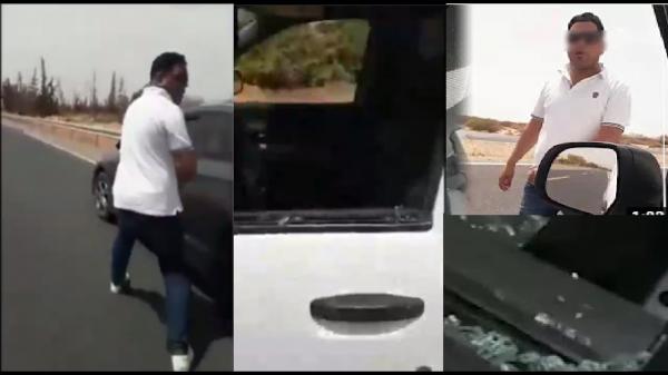 مديرية الأمن تدخل على خط فيديو يوثق لعراك بين سائقين أحدهما ضابط شرطة وتكسير زجاج سيارة =الفيديو=