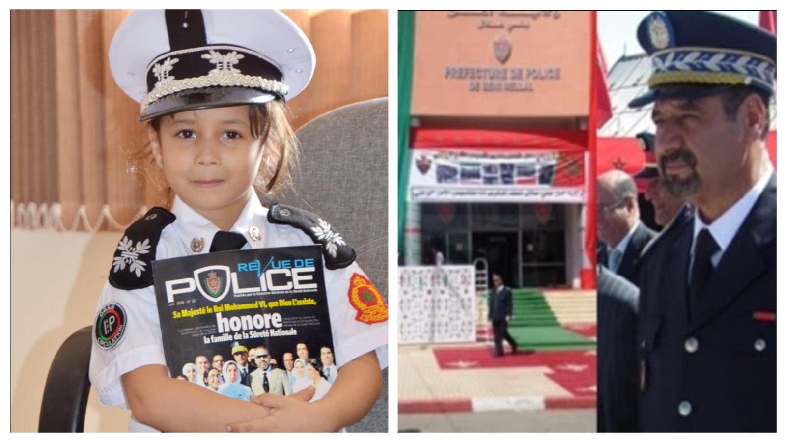 ولاية أمن بني ملال تستقبل طفلة عمرها خمس سنوات وتحقق حلمها بارتداء زي الشرطة =الصورة=