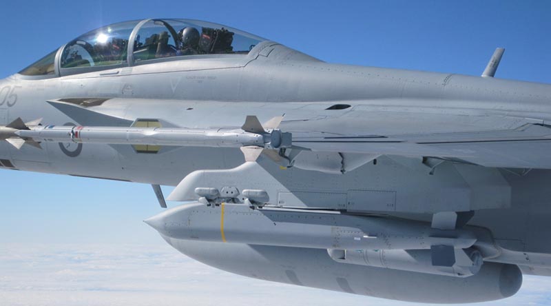 Caption:
Super Hornet carrying AGM-154C Joint Standoff Weapon on transit to Woomera Test Range, South Australia. Mid Caption:
Australia’s new Super Hornets are testing their deployment capabilities as No. 1 Squadron conduct their first live weapon trials at the Woomera Test Range, north of Adelaide. Five F/A-18F Super Hornets and about 100 aircrew, maintenance and support personnel from No. 1 Squadron will operate from RAAF Edinburgh during the squadron’s first deployment away from their main operating base at RAAF Amberley, Queensland.