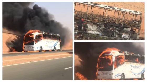 يالطيف… العافية شعلات فحافلة لنقل المسافرين فطريق طانطان