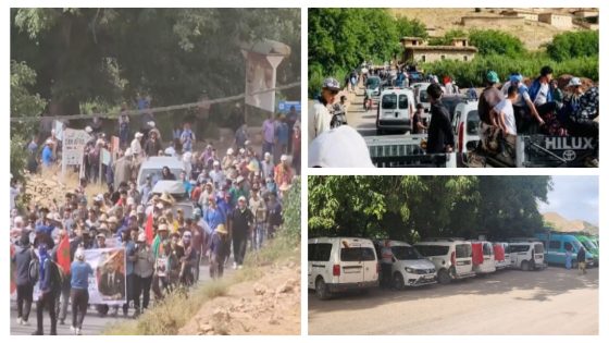 عاجل … مسيرة حاشدة لساكنة آيت بوكماز نحو أزيلال وجهة بني ملال خنيفرة للمطالبة بالعدالة الاجتماعية والتنمية