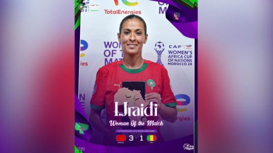 بعد تألقها وتستاهل… لجنة الكاف تختار اللاعبة المغربية ابتسام جرايدي كأفضل لاعبة في مباراة المغرب ومالي