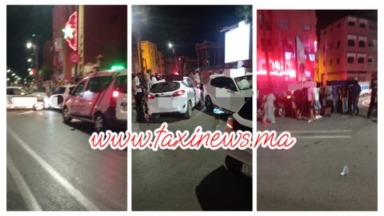 عاااجل وياربي السلامة… حادثة خطيرة بين 5 سيارات عائلية وسط بني ملال واستنفار الأمن والوقاية