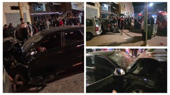 ياربي السلامة… طوموبيل غادية بسرعة وضربات 3 الطوموبيلات فالشارع بخريبكة واصابة 3 ديال المواطنين