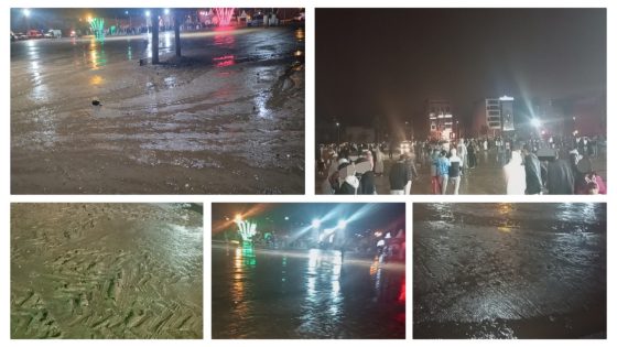 شكون مول هد الفكرة لي ختار تيرة باعلال ببني ملال!.. الشتا خلات الجماهير لي تاتفرج فالشاشة العملاقة تغادر وسط الغيس والبرك المائية!