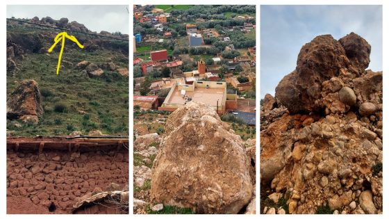 عاجل وبالصور… سكان بجوار جبل فم العنصر يستنجدون بوالي جهة بني ملال خنيفرة لدرء خطر سقوط صخور من أعلى الجبل على منازلهم وعلى مسجد