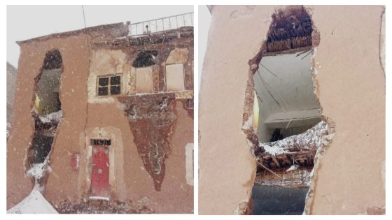 ياربي السلامة وخاص السلطات تتدخل… تساقطات ثلجية بأيت بوكماز تتسبب في انهيار منزل مجاور للطريق 317 وتثير مخاوف السلامة والسكان يناشدون السلطات للتدخل