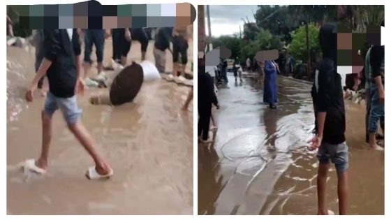 أمطار رعدية قوية تغرق شوارع بني ملال وتتسبب في تسرب المياه إلى منازل بحي أولاد عياد