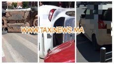 عااااجل وياااربي السلامة… حاادثة جد خطيرة برومبوان النافورة ببني ملال بين جوج طوموبيلات سايگينهم بنات وطوموبيل تقلبات ونقل المصابين للمستعجلات