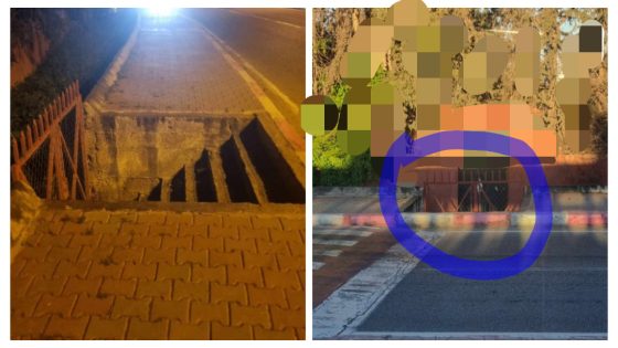 عيش نهار تشوف لعجب فبني ملال وخاص شي حل! … مواطنون يستغربون من بناء “دروج” وسط الرصيف وتعريض حياتهم لخطر الطريق الرئيسية و السقوط المفاجئ بالليل