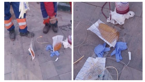 هدشي حشومة وبالصور… مصحات ببني ملال ترمي النفايات الطبية وسط الأزبال المنزلية و تهدد سلامة عمال النظافة 