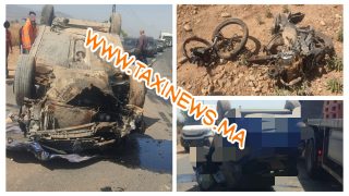 عااجل وياربي السلامة والله يرحمو… طوموبيل سايگاها درية ضربات مول موطور وتقلبات وسائق الدراجة مات فلبلاصة وغايجيبوه لمستودع بني ملال