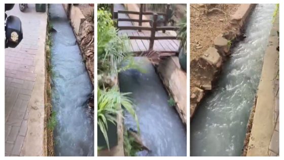 هدشي حشومة والما تايوليو بيض… تلويث مياه ساقية الحي العصري ببني ملال بالأزبال ونفايات الصباغة والساكنة تستنكر وتطالب السلطات بالتدخل 