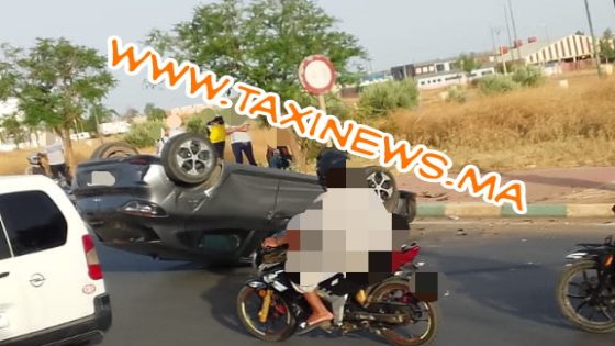 عااااجل وياربي السلامة… انقلاب سيارة عائلية ببني ملال